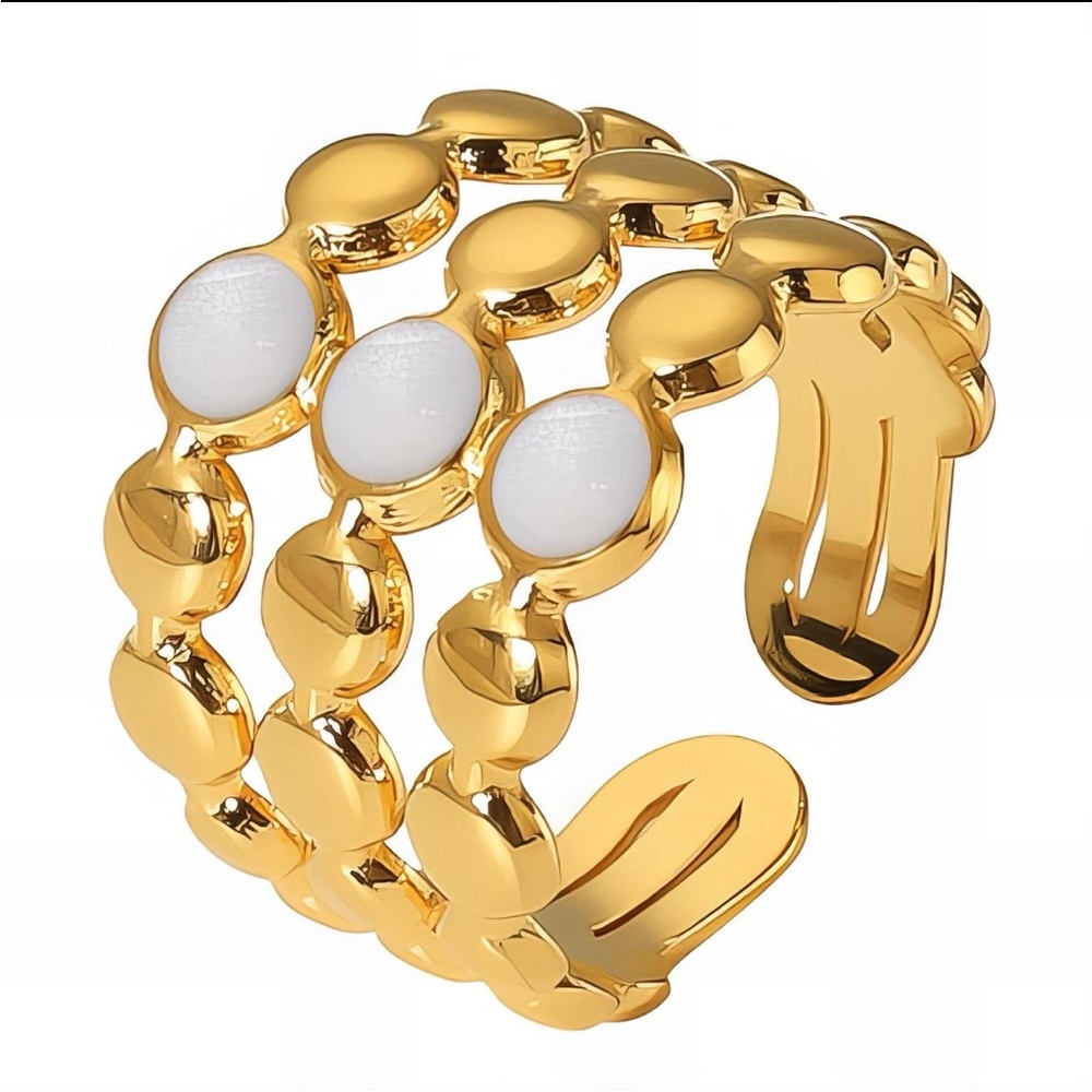 18k Gold plated Stainless steel Elegant Gold and White Women's Ring